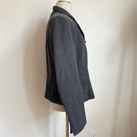 Akris Punto Textured Wool Peplum Pocket Blazer Dark Grey Size US 10 - Picture 10 of 12